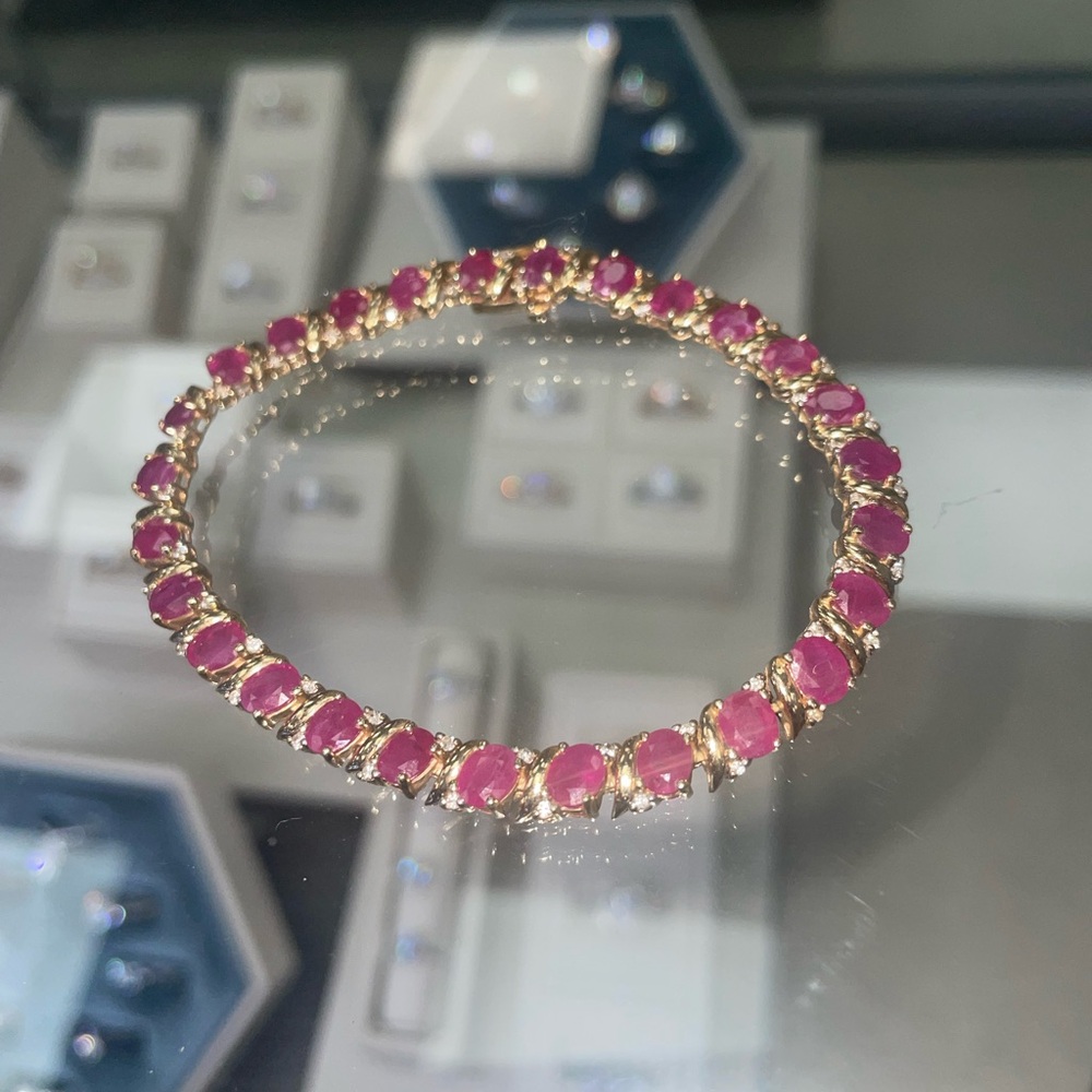 Ruby and diamond tennis Bracelet